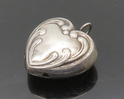 925 Sterling Silver  Vintage Shiny Swirl Love Heart Pendant (JINGLES)  PT15494
