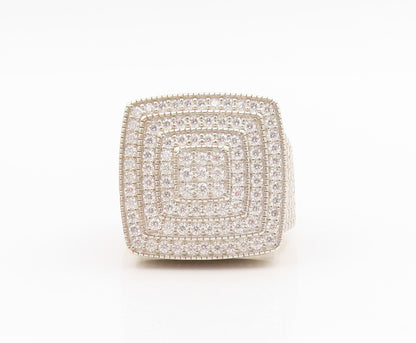 925 Sterling Silver Vintage Ring Sparkling CZ Geometric Dome Band Sz 11 RG34337