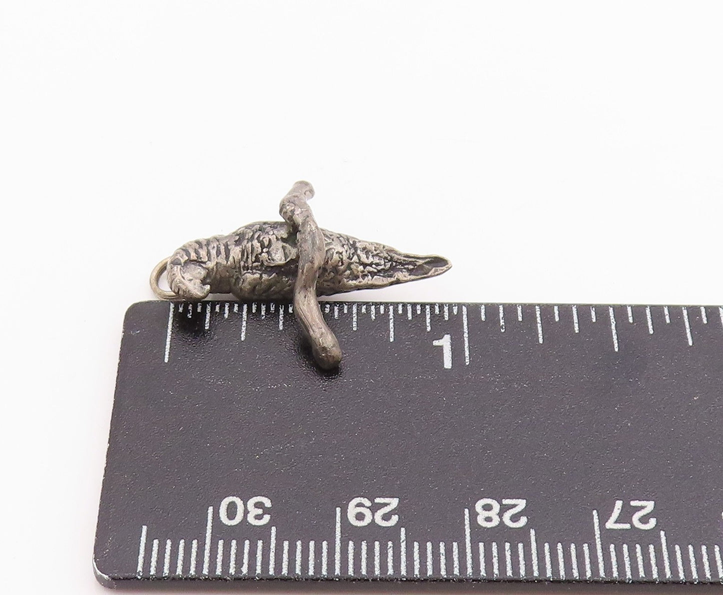 925 Sterling Silver Vintage Pendant Dark Tone 3D Carved Bird On Branch  PT24580