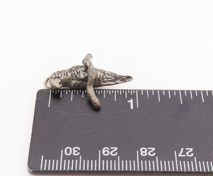 925 Sterling Silver Vintage Pendant Dark Tone 3D Carved Bird On Branch  PT24580