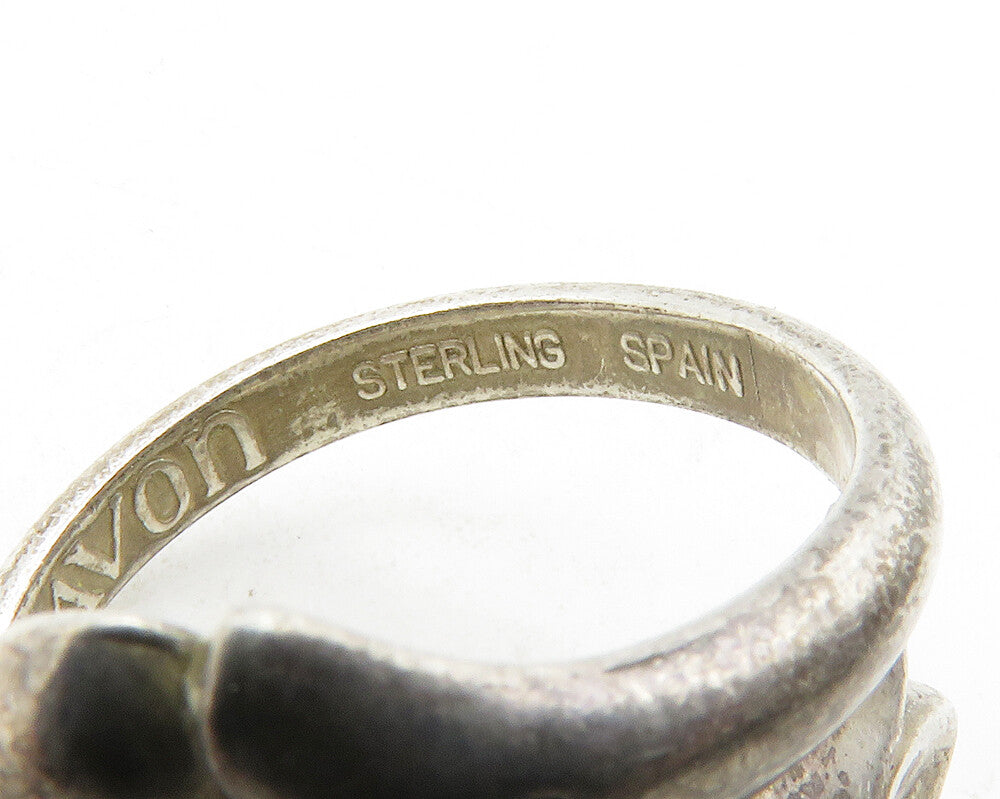 AVON 925 Sterling Silver  Vintage Floral Motif Bypass Band Ring Sz 4  RG13705