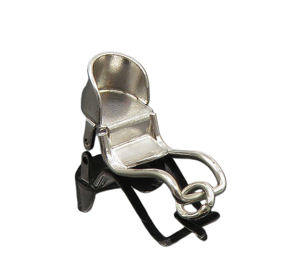 925 Sterling Silver  Vintage Petite Shiny Sleigh Carriage Drop Pendant  PT6881