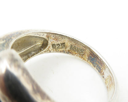 925 Sterling Silver  Vintage Shiny Fluted Bypass Band Ring Sz 8  RG18893