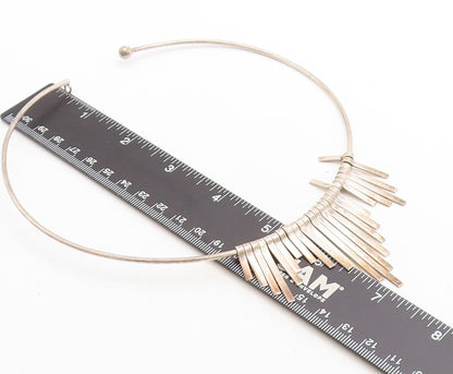 925 Sterling Silver  Vintage Smooth Dangling Detail Collar Necklace  NE1109