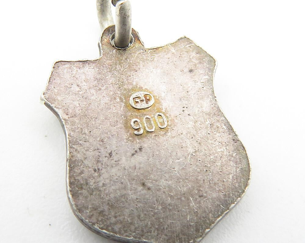 925 Sterling Silver  Vintage Enamel Valluga Mountain Austria Pendant  PT8512