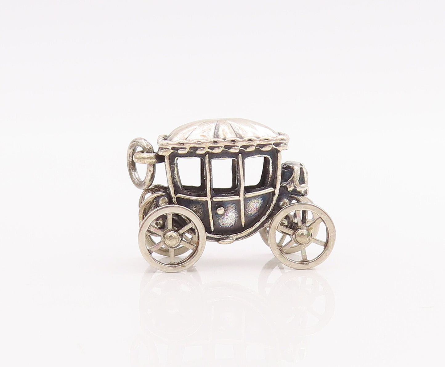 925 Sterling Silver Vintage Pendant BEAUCRAFT Carved Vintage Moving Cart PT22860