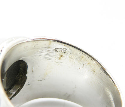925 Sterling Silver  Dichroic Glass Dome Textured Cocktail Ring Sz 9 RG8195