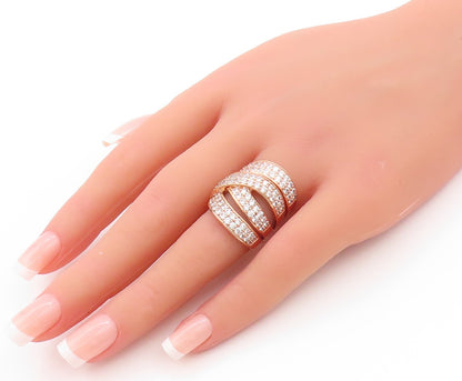 925 Sterling Silver Vintage Ring Rose Gold Plated Modernist CZ Band Sz 5 RG32776