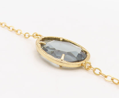 925 Sterling Silver Vintage Necklace Gold Plated Amorphas Cut Gemstone  NE4373