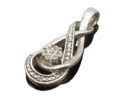 925 Sterling Silver  Genuine Diamonds Floral Infinity Loop Pendant  PT10377