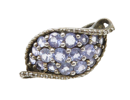 925 Sterling Silver  Vintage Tanzanite Cluster Twist Pendant  PT14852