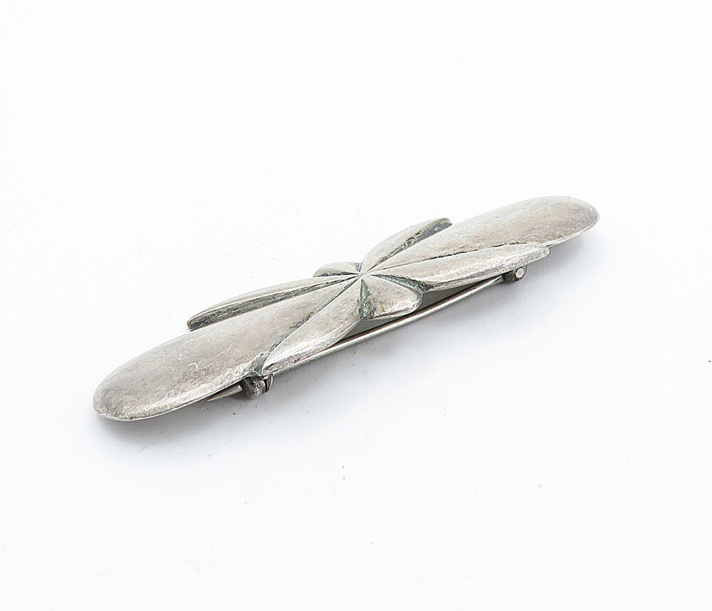 925 Sterling Silver  Vintage Antique Dark Tone Smooth Brooch Pin  BP2562