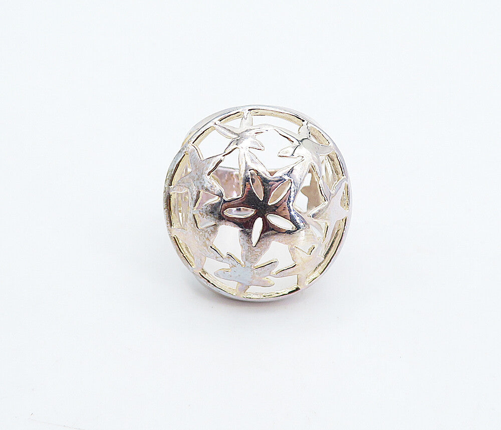 925 Sterling Silver  Shiny Polished Star Cutout Dome Band Ring Sz 7.5  RG4987