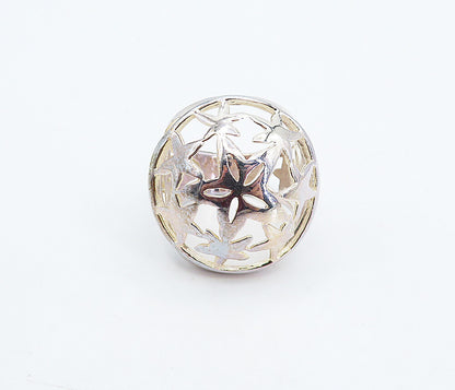925 Sterling Silver  Shiny Polished Star Cutout Dome Band Ring Sz 7.5  RG4987