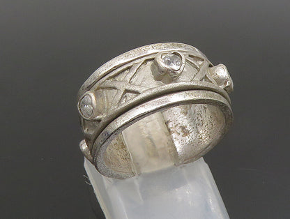 925 Sterling Silver Vintage Cubic Zirconia XO Spinner Band Ring Sz 6.5 RG25339