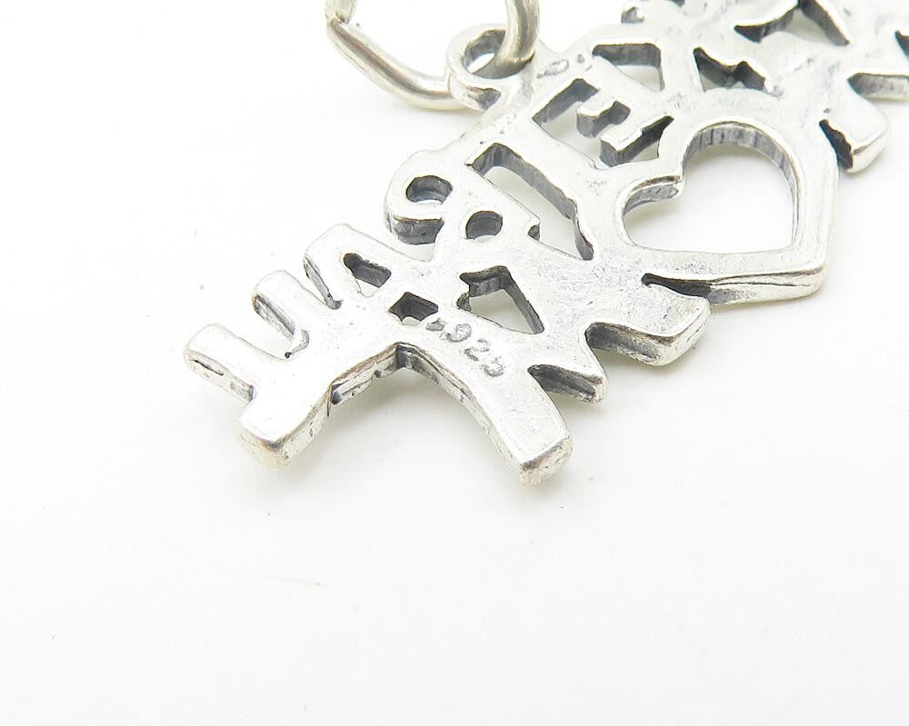 925 Sterling Silver  Vintage Shiny Basketball Mom Love Drop Pendant  PT8769