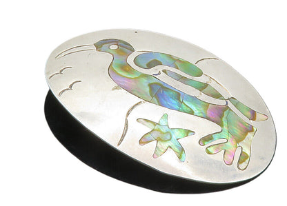 TAXCO MEXICO 925 Silver  Vintage Abalone Shell Penguin Brooch Pin  BP3618