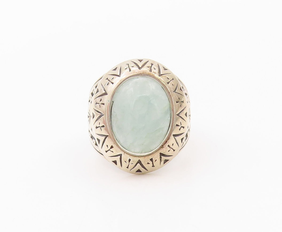 925 Sterling Silver Vintage Ring CAROLYN POLLACK Gemstone Etched  SZ 8.5 RG32070