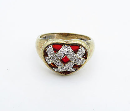925 Sterling Silver  Vintage Topaz Two Tone Weaved Band Ring Sz 9.5  RG4894