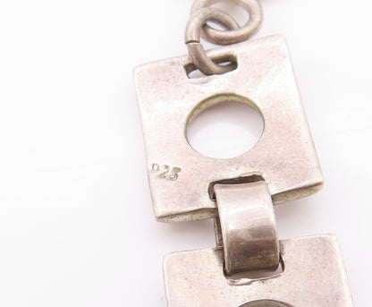 925 Sterling Silver Vintage Bracelet Square Open Work Metal Linked BT11271