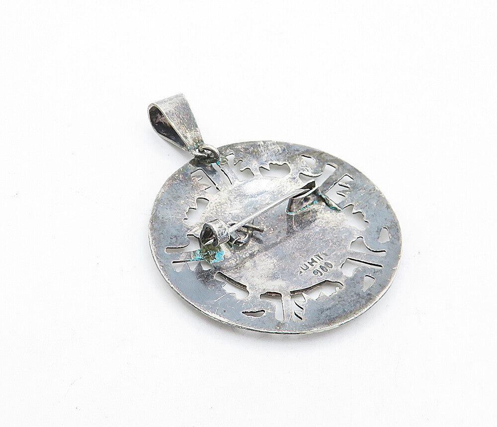 PERU 925 Sterling Silver  Vintage 2 Tone Traditional Design Brooch Pin  BP1838