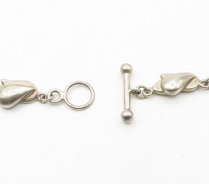 925 Sterling Silver  Vintage Floral Motif Link Chain Necklace  NE2482
