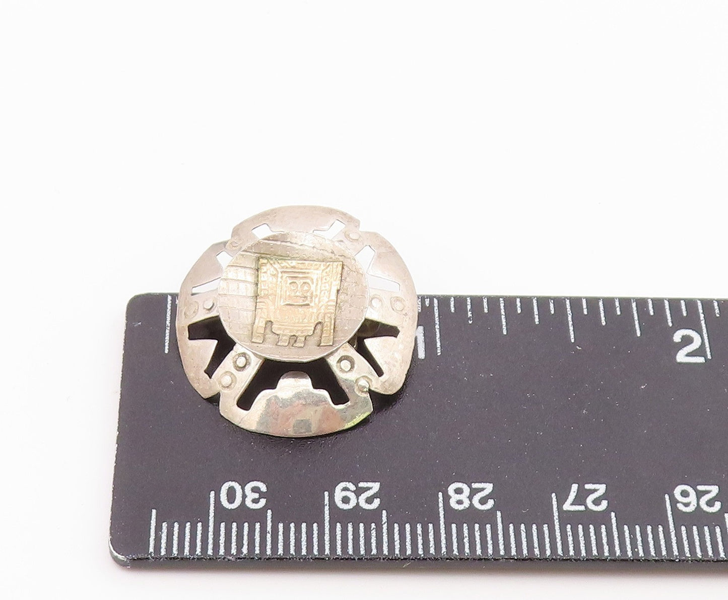 925 Sterling Silver & 18K GOLD  Vintage Two Tone Warrior Brooch Pin  BP8939
