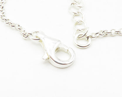 925 Sterling Silver  Druzy Stone Shiny Polished Thin Chain Necklace  NE2040