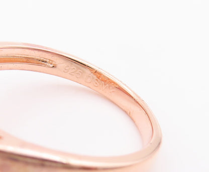 925 Sterling Silver Vintage Ring Rose Gold Plated Morganite & CZ  Sz 7  RG29424