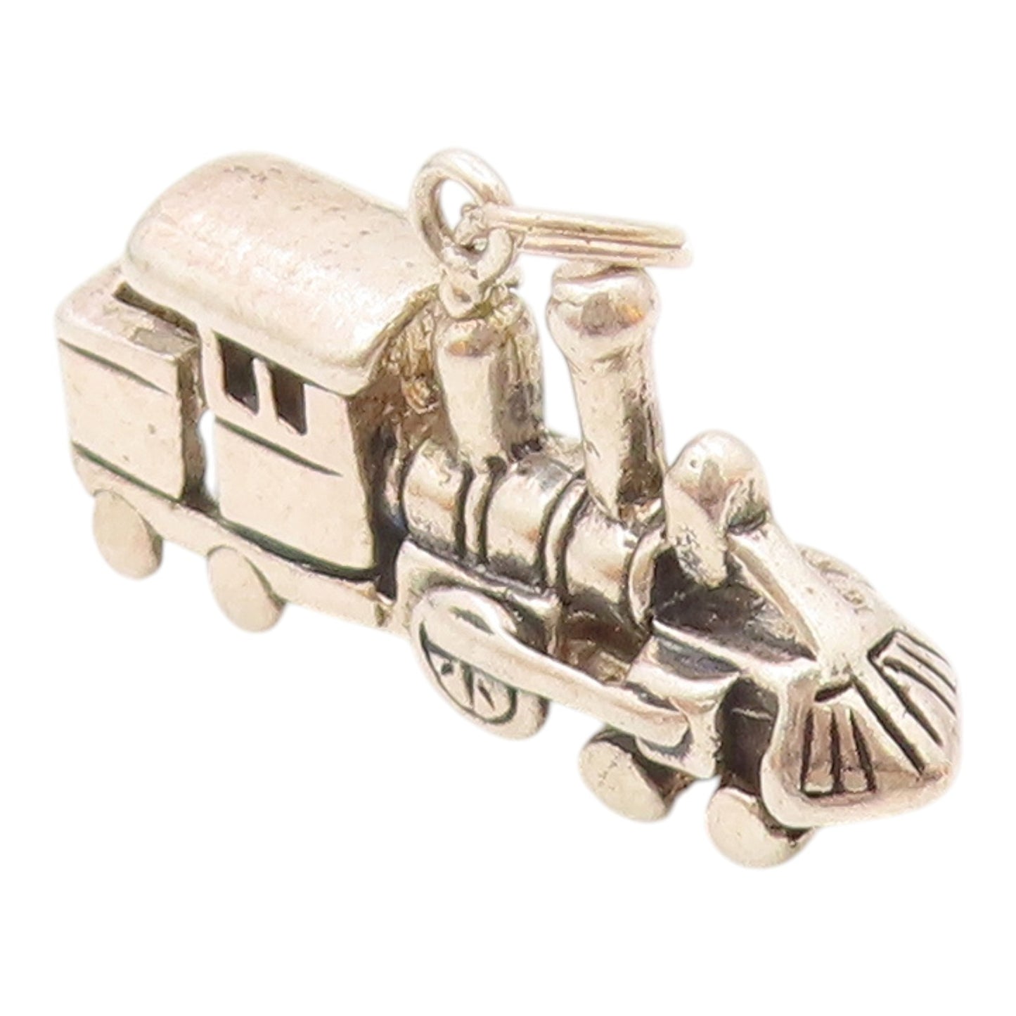 925 Sterling Silver  Vintage Sculpted Old Fashion Steam Train Pendant  PT20821