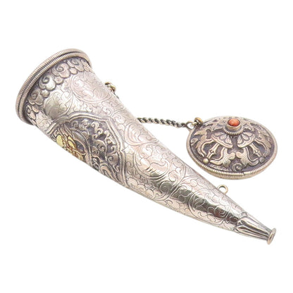 CHINESE EXPORT Solid Silver Vintage Antique Dragon Cone Container  TR2782