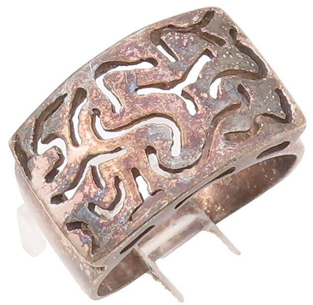 925 Sterling Silver Vintage Ring Solid Cutout Worms Like Design  Sz 8  RG28044