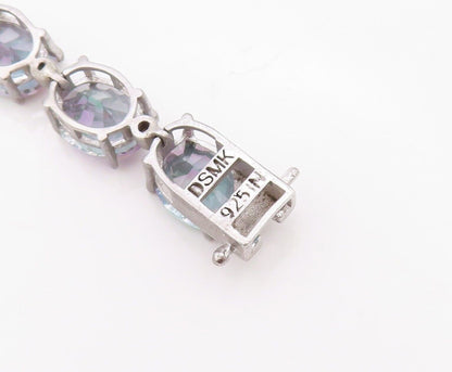 925 Sterling Silver Vintage Bracelet Round Cut Linked Mystic Topaz  BT10743