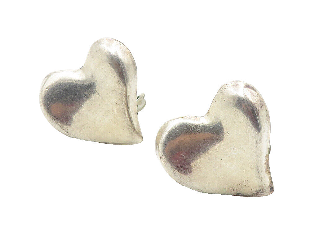 925 Sterling Silver  Vintage Hollow Love Heart Non Pierce Earrings  EG6077