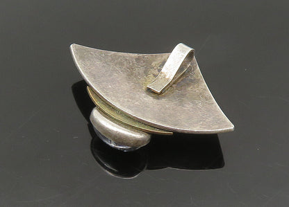 925 Silver & 14K GOLD  Vintage Cabochon Cut Stone Two Tone Pendant  PT18640
