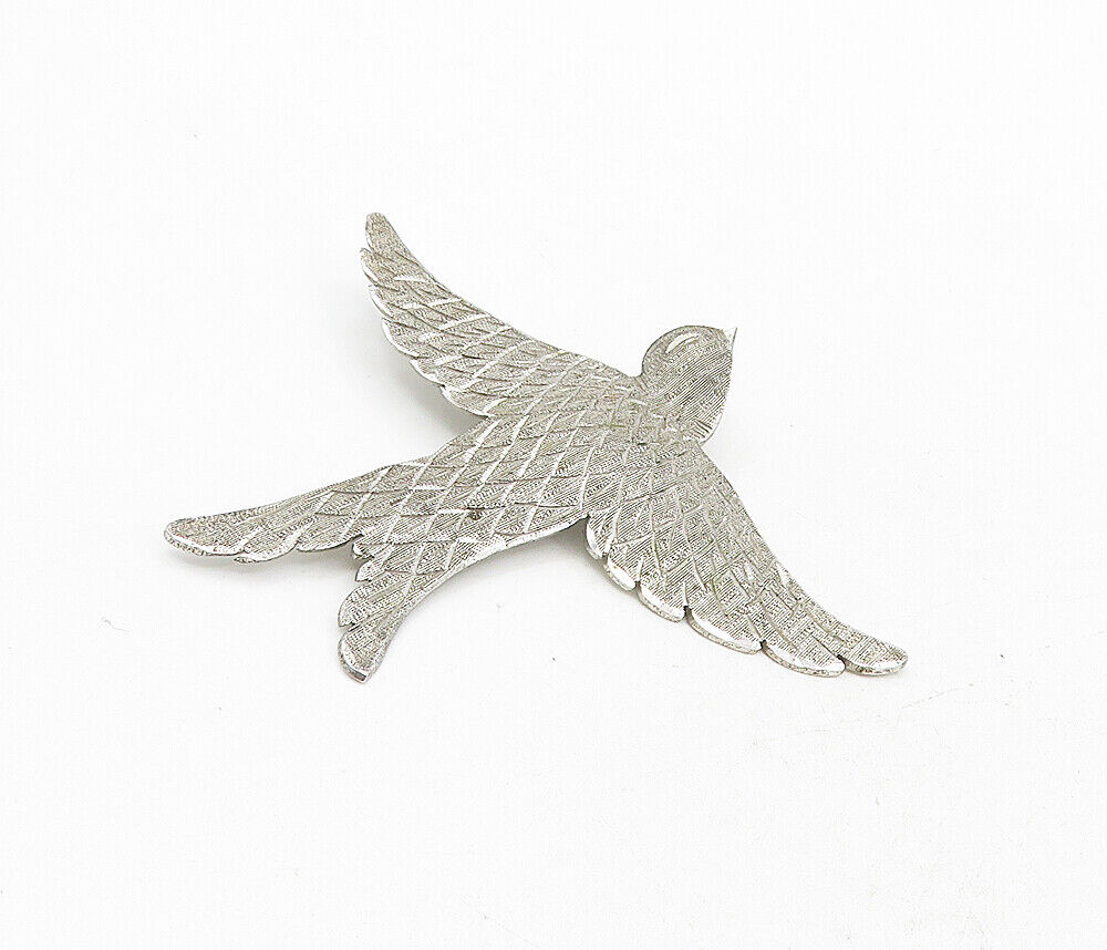 925 Sterling Silver  Vintage Shiny Handmade Flying Bird Brooch Pin  BP3138