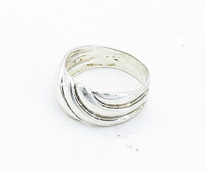 SHUBE 925 Sterling Silver  Vintage Shiny Fluted Swirl Band Ring Sz 8.5  RG4605