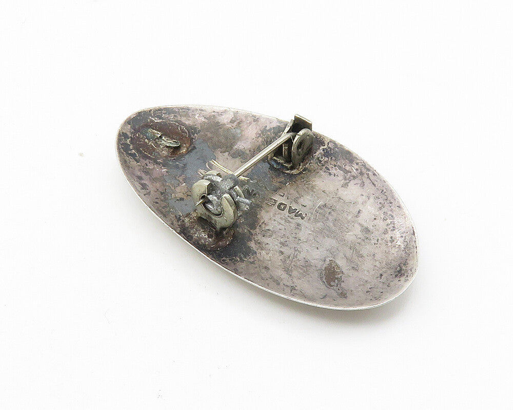 ISRAEL 925 Sterling Silver  Vintage Mother Of Pearl Mosaic Brooch Pin  BP4273
