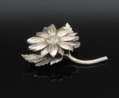 JANNA MEXICO 925 Silver  Vintage 3D Textured Sunflower Brooch Pin  BP9863