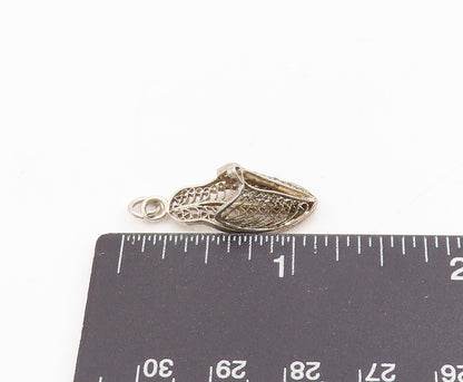 925 Sterling Silver Vintage Pendant Intricate Fairy Tale Footwear Charm  PT25265