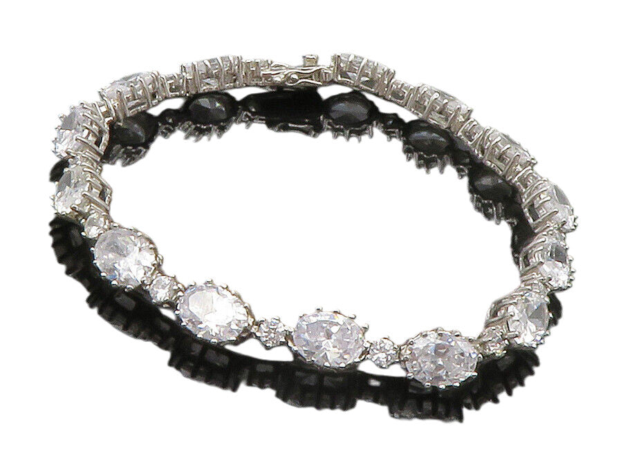 STAUER 925 Silver  Sparkling Prong Set Cubic Zirconia Chain Bracelet  BT5705
