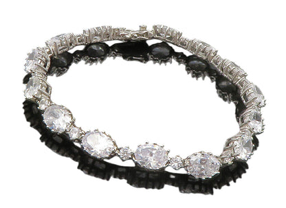STAUER 925 Silver  Sparkling Prong Set Cubic Zirconia Chain Bracelet  BT5705