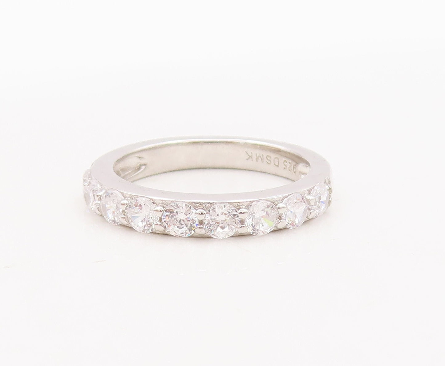 925 Sterling Silver Vintage Ring Minimalist Two Tone CZ Stackable  Sz 7  RG29470