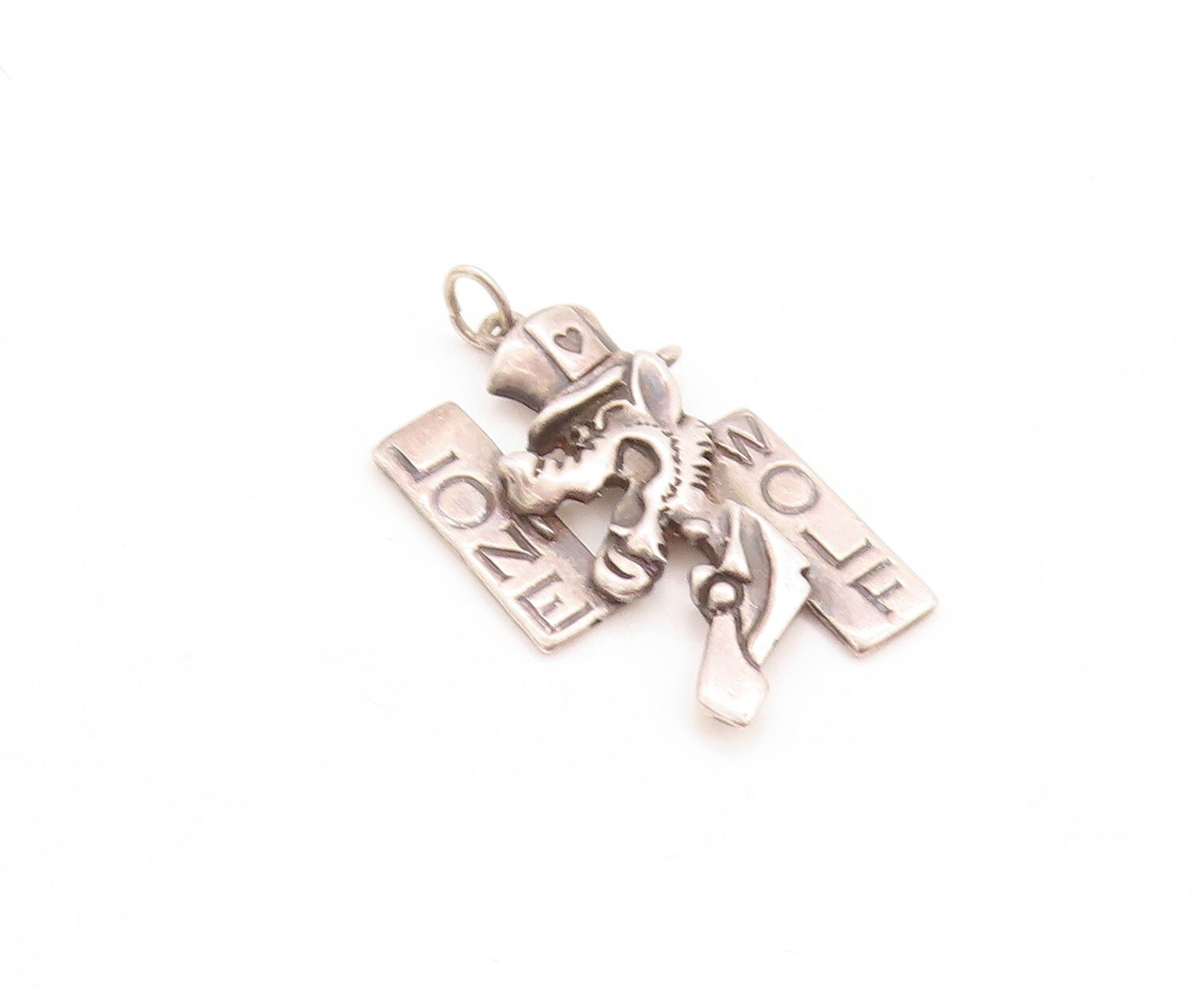 925 Sterling Silver Vintage Pendant Designer Cutout LONE WOLF  PT23745