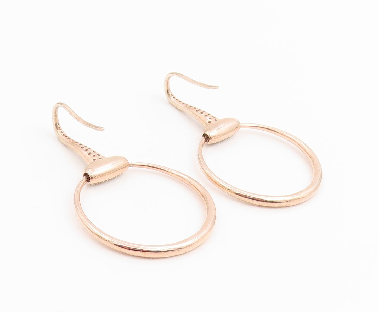 925 Sterling Silver Vintage Earrings Gold Plated CZ Classic Open Circle  EG14244