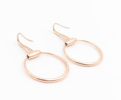 925 Sterling Silver Vintage Earrings Gold Plated CZ Classic Open Circle  EG14244