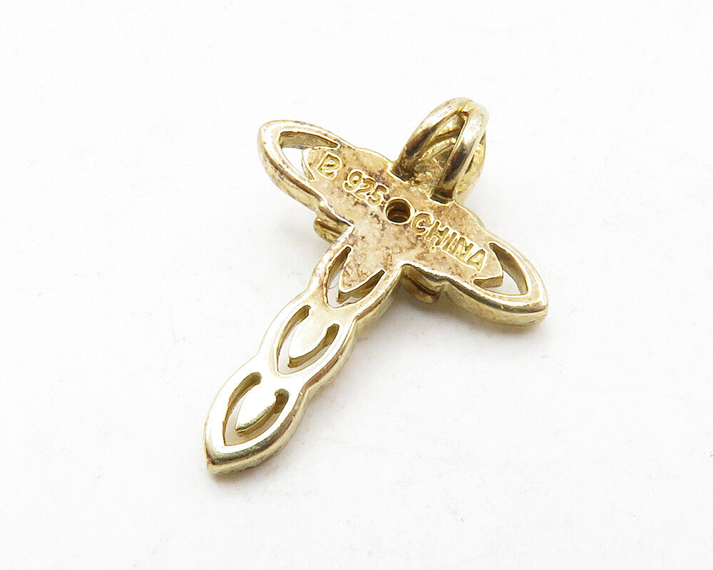 ROSS SIMON 925 Silver  Petite Genuine Diamond Religious Cross Pendant  PT10324
