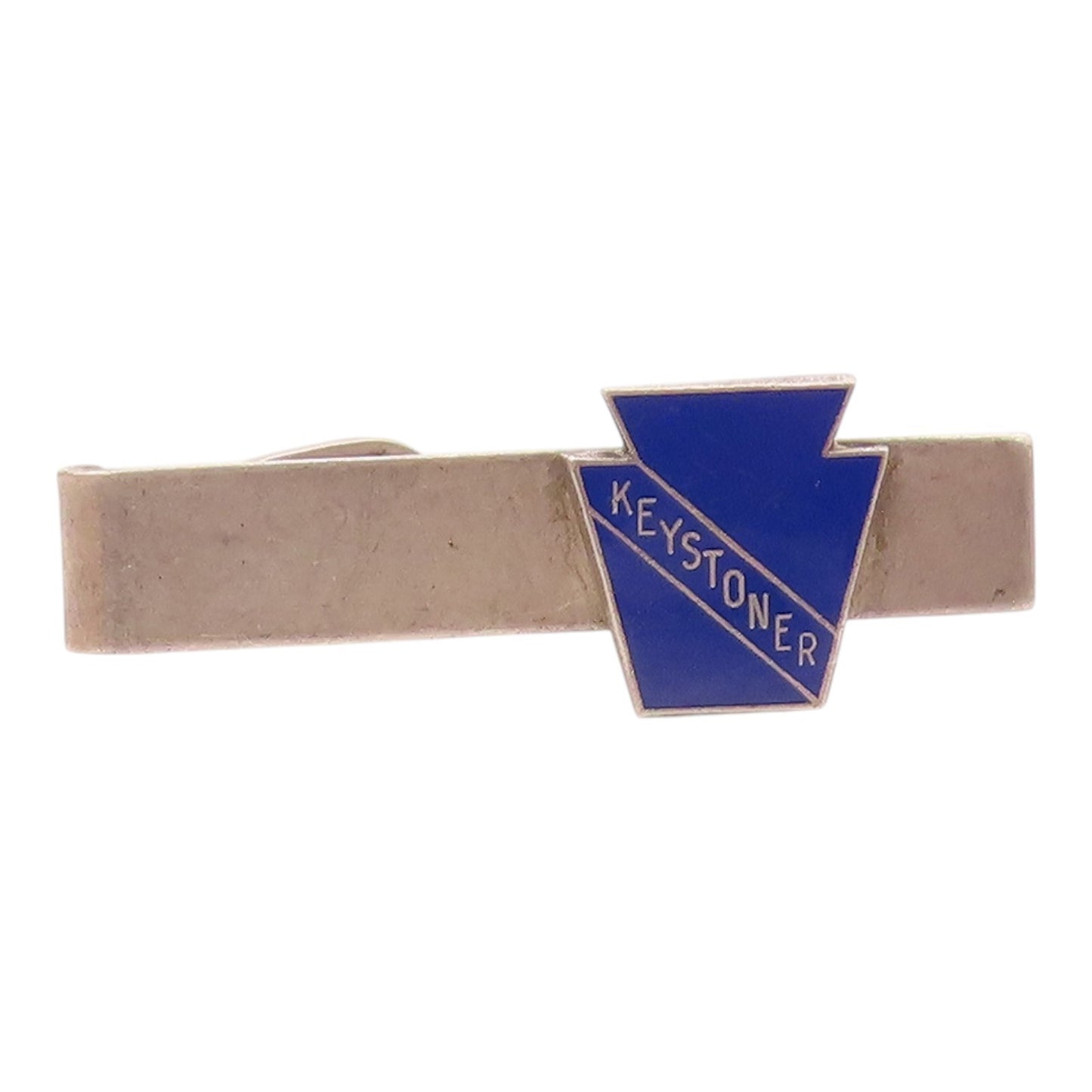925 Sterling Silver  Vintage Blue Enamel Keystoner Tie Clip  TR2943