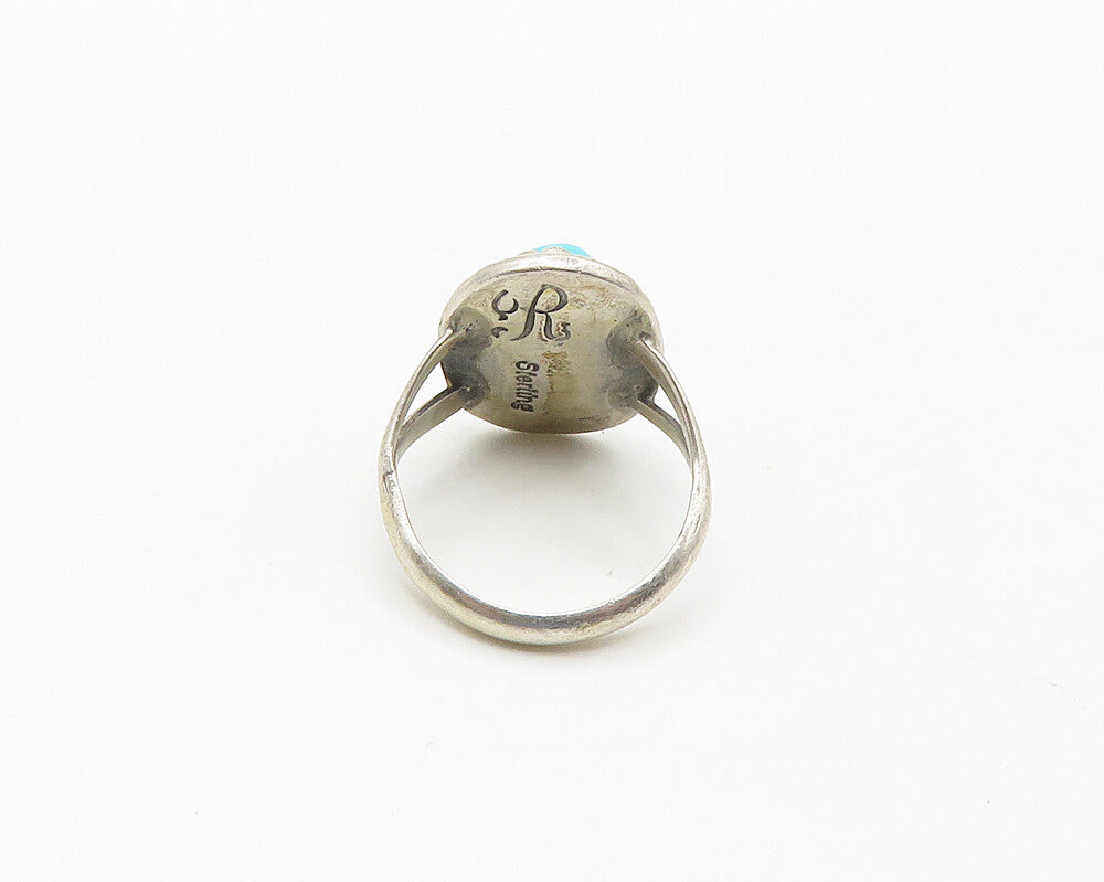 SADIE RANDOLPH NAVAJO 925 Silver  Vintage Turquoise Cocktail Ring Sz 5 RG18327