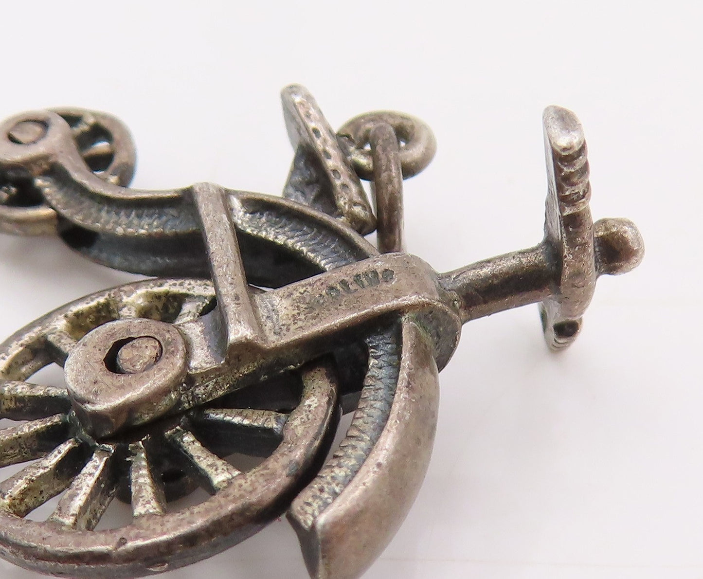 925 Sterling Silver Vintage Pendant Retro High Wheeled Bicycle Charm  PT25393